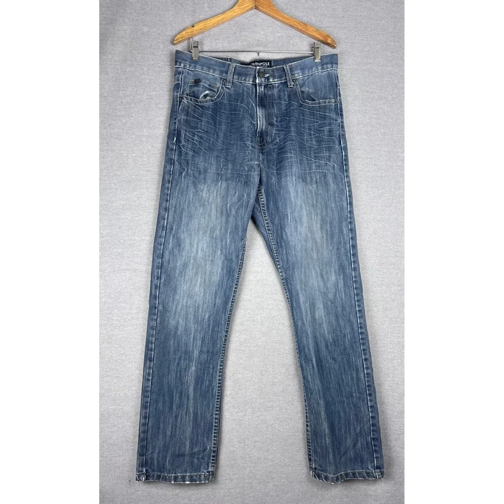 Southpole Mens Relaxed‎ Fit Straight Leg Jeans Medium Wash Blue Denim 33x31